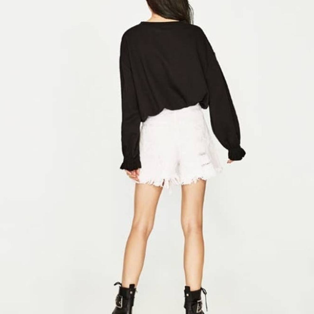 Zara Mom Fit Shorts Distressed High Rise Denim Jean Shorts - Picture 3 of 8